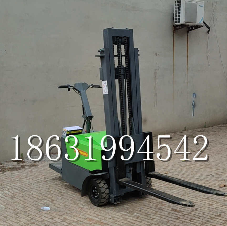 东洲区优程全电动叉车插腿式堆高车液压装卸车1.5吨升高小型站驾式铲车